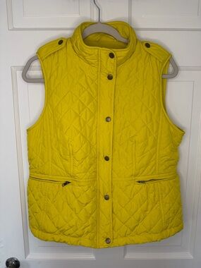 Talbots Petites Bright Yellow Quilted Puffer Vest | Size LP